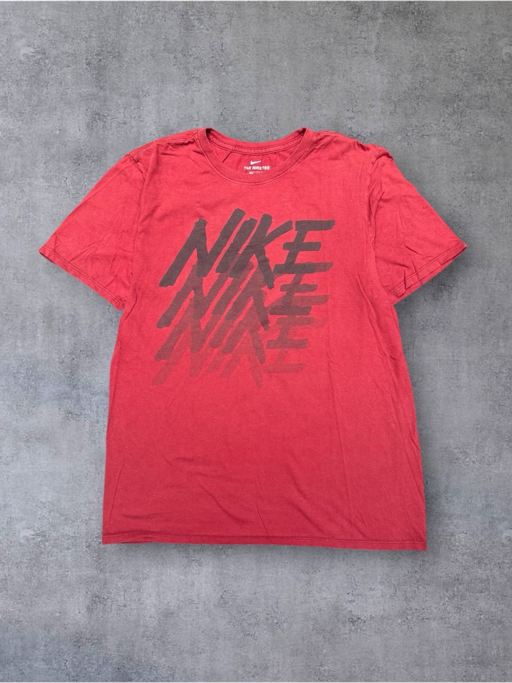 Nike Red Short Sleeve Tee with Faded Black Graphic